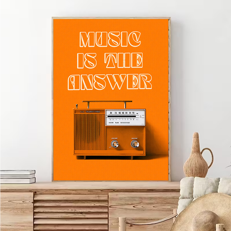 Audio Music In Background - Cuadro Decorativo de Lienzo sin Marco