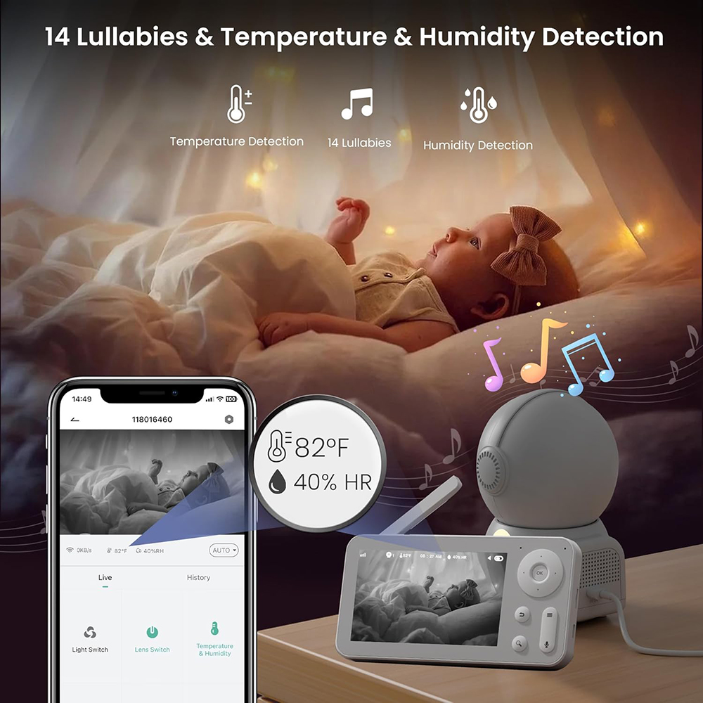 Monitor para Bebés 2K con 2 Cá - Audio Detect Music reseña y precio
