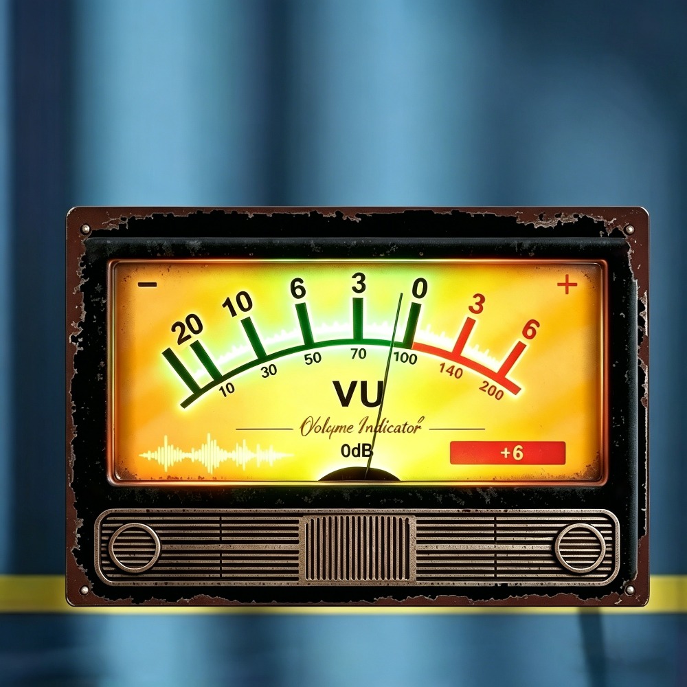 Indicador de volumen VU retro  - Audio Music Logo reseña y precio