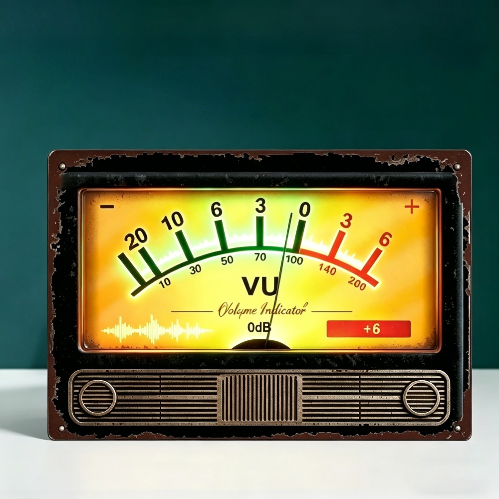Indicador de volumen VU retro  - Audio Music Logo reseña y precio
