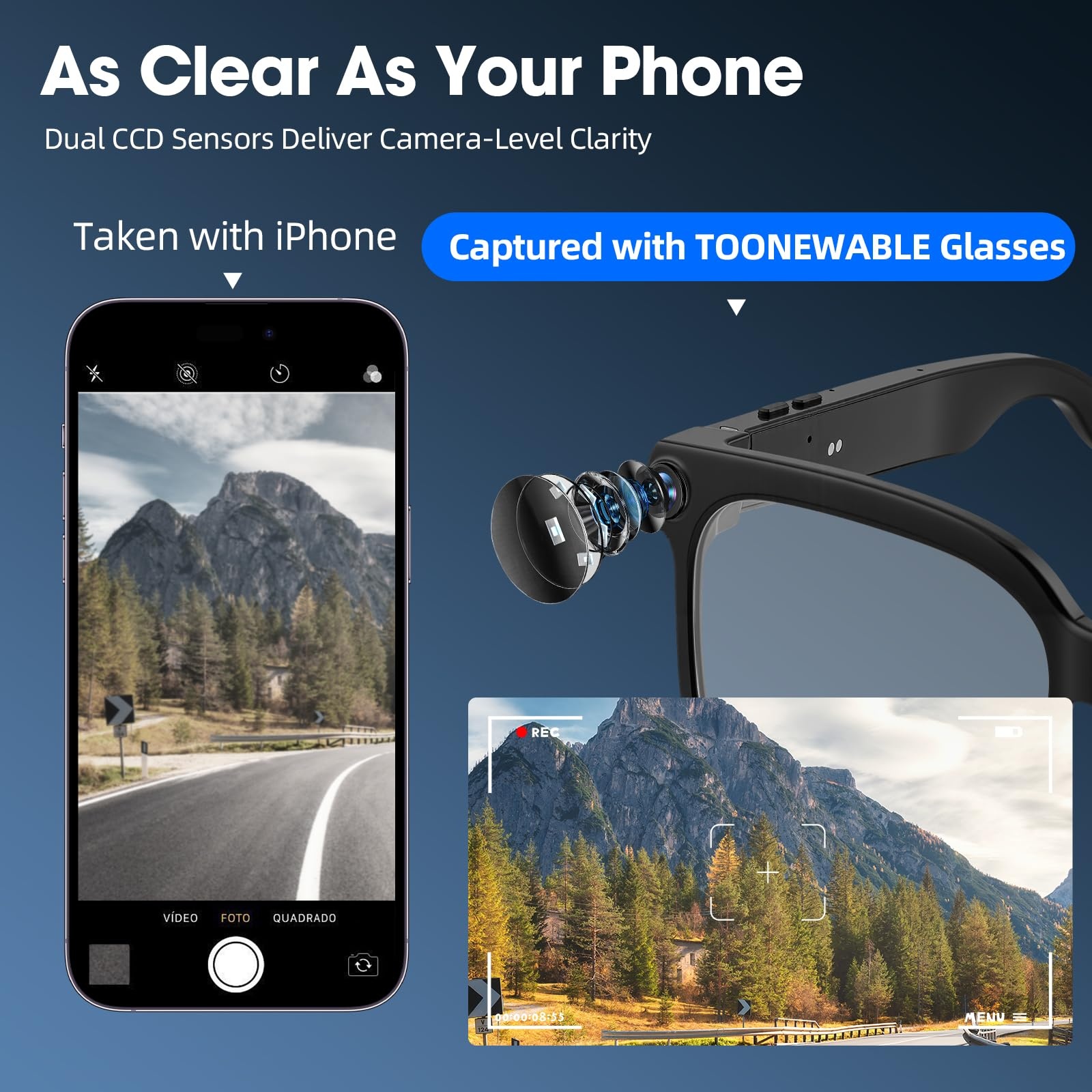 Gafas con cámara inteligente,  - Audio Music Recognition reseña y precio