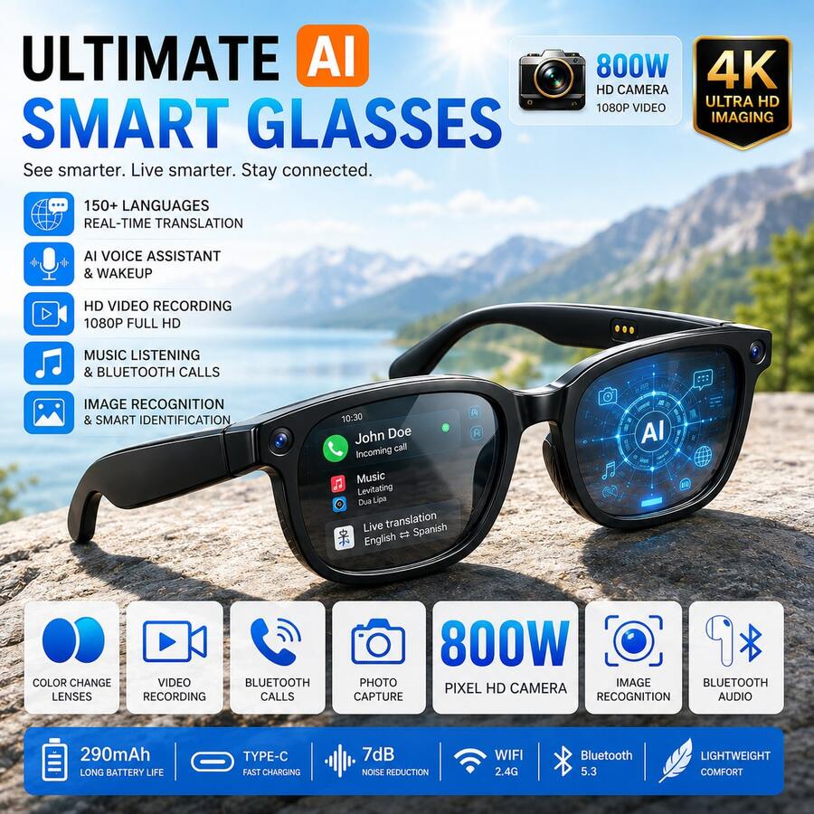 Gafas inteligentes con IA con  - Audio Music Recognition reseña y precio