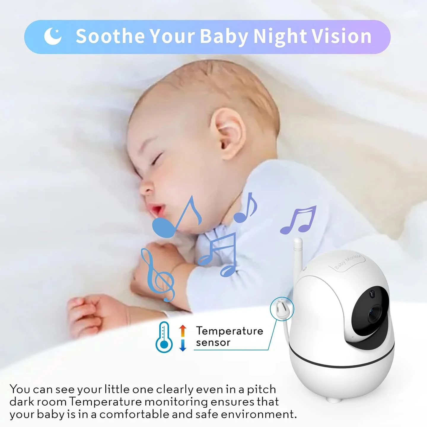 Monitor de vídeo para bebés co - Audio Detect Music reseña y precio