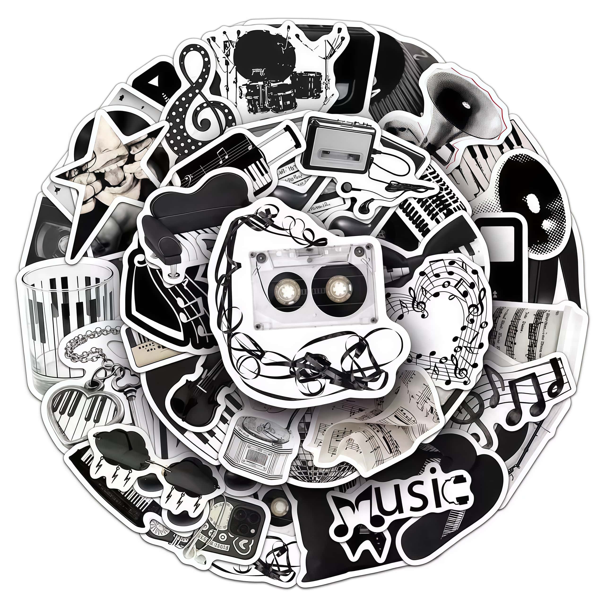 50 pegatinas de instrumentos m - Audio Music Notes reseña y precio